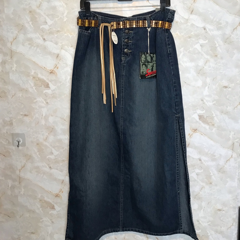 NEW Squeeze | Full Length Boho Style Jean Skirt